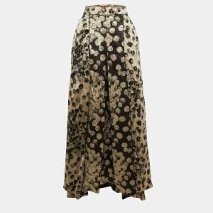 Pre Owned CH Carolina Herrera Black /Beige Jacquard High Low Maxi Skirt M