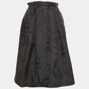 Pre Owned CH Carolina Herrera Black Jacquard Short Skirt L