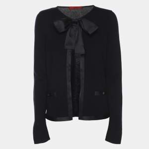 Pre Owned كارديغان سي إتش كارولينا هيريرا فيونكة ممزوج صوف أزرق كحلي مقاس صغير