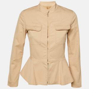 Pre Owned CH Carolina Herrera Pink Cotton Peplum Jacket M