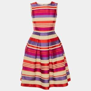 مملوكة مسبقًا CH Carolina Herrera Multicolor Striped Silk Blend Short Dress XS