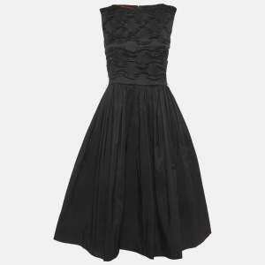 مملوكة مسبقًا فستان سي إتش كارولينا هيريرا قطن مجعد أسود ميدي مقاس صغير (سمول)