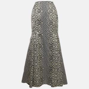 Pre Owned تنورة سي أتش كارولينا هيريرا جاكار ماكسي كحلي مقاس متوسط