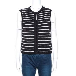 Pre Owned CH Carolina Herrera Monochrome Striped Knit Vest M