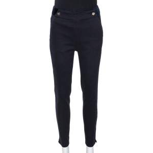 CH Carolina Herrera Navy Blue Cotton Tapered Pants S