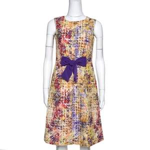 Pre Owned CH Carolina Herrera Multicolor Abstract Printed Textured Cotton A Line Dress S
