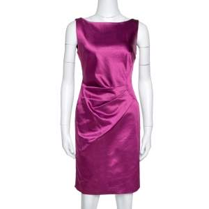 Pre Owned CH Carolina Herrera Plum Satin Sleeveless Sheath Dress S