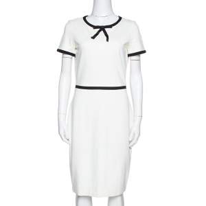 فستان سي أتش كارولينا هيريرا  جيرسي أبيض أوف وايت بفيونكة مقاس صغير - سمول