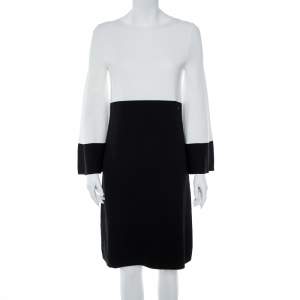 Pre Owned CH Carolina Herrera Monochrome Knit Bell Sleeve Dress S