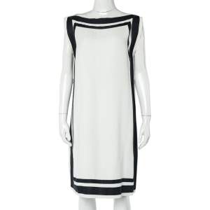Pre Owned CH Carolina Herrera Monochrome Crepe Tunic Dress S