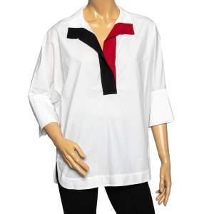Pre Owned CH Carolina Herrera White Cotton Top XS