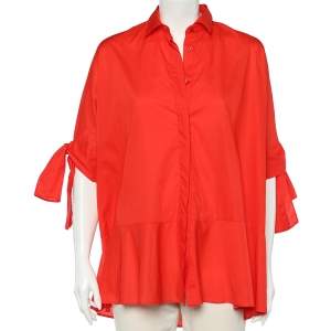 CH Carolina Herrera Red Cotton Oversized Shirt S
