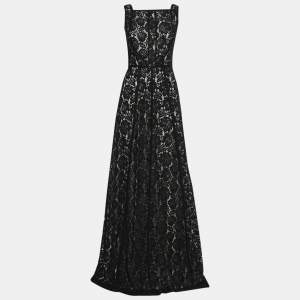 Pre Owned CH Carolina Herrera Black Lace Sleeveless Gown S