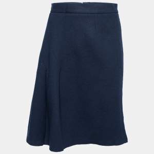 CH Carolina Herrera Navy Blue Wool Knee Length Skirt S