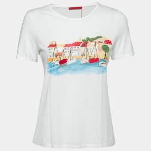 Pre Owned CH Carolina Herrera White Saint Tropez Jersey Short Sleeve T-Shirt S