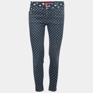 CH Carolina Herrera Blue Polka Dotted Denim Slim Fit Jeans S 