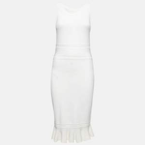 Pre Owned CH Carolina Herrera White Knit Midi Dress S