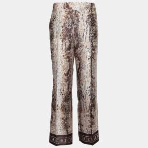 CH Carolina Herrera Brown Printed Satin Wide Leg Pants M
