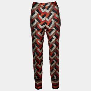 CH Carolina Herrera Multicolor Geometric Print Faille Tapered Pants S