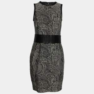 Pre Owned CH Carolina Herrera Black Paisley Jacquard Silk & Cotton Sleeveless Dress M
