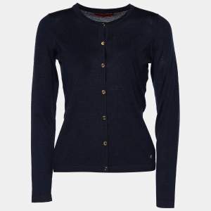 CH Carolina Herrera Navy Blue Knit Button Front Cardigan XS