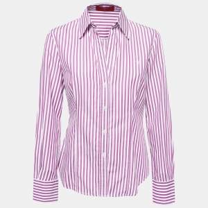 CH Carolina Herrera Purple Striped Cotton Button Front Shirt M
