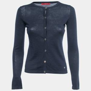 CH Carolina Herrera Navy Blue Knit Buttoned Cardigan XS 