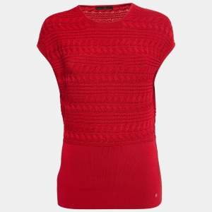 CH Carolina Herrera Red Knit Sleeveless Top L
