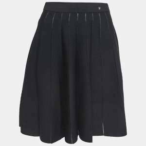 CH Carolina Herrera Black Knit Flared Knee Length Skirt XS