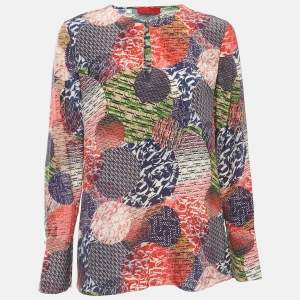 Pre Owned CH Carolina Herrera Multicolor Printed Silk Blouse M