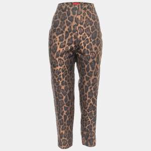 CH Carolina Herrera Brown Leopard Patterned Jacquard Trousers L