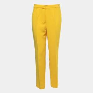 CH Carolina Herrera Yellow Crepe Tapered Trousers S