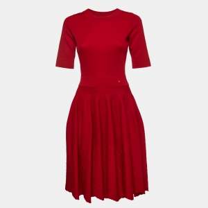 Pre Owned CH Carolina Herrera Red Knit Flared Short Dress XS