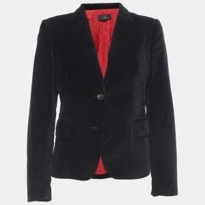 CH Carolina Herrera Black Velvet Single Breasted Blazer L