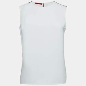 Pre Owned CH Carolina Herrera White Crepe Sleeveless Top M