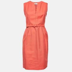 Pre Owned CH Carolina Herrera Orange Belted Sleeveless Dress S