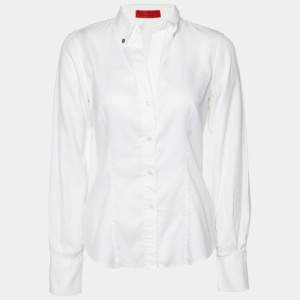 Pre Owned CH Carolina Herrera White Cotton Button Front Shirt M
