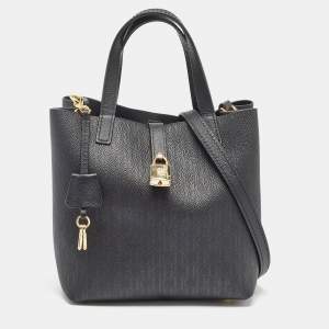 CH Carolina Herrera Black Monogram Coated Canvas Small Matryoshka Locked Tote