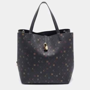 CH Carolina Herrera Black Monogram Coated Canvas Medium Matryoshka Locked Tote