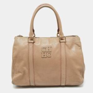 CH Carolina Herrera Beige Leather Matteo Satchel