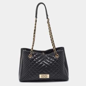 CH Carolina Herrera Black Quilted Leather Chain Tote