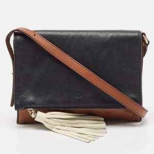 Pre Owned CH Carolina Herrera Tricolor Leather Tassel Flap Crossbody Bag