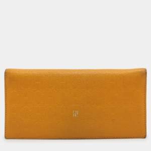 CH Carolina Herrera Yellow Embossed Leather Wallet