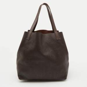 CH Carolina Herrera Choco Brown Monogram Leather Matryoshka Tote
