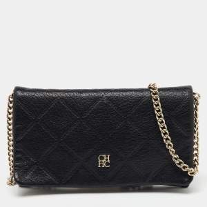CH Carolina Herrera Black Leather Chain Crossbody Bag