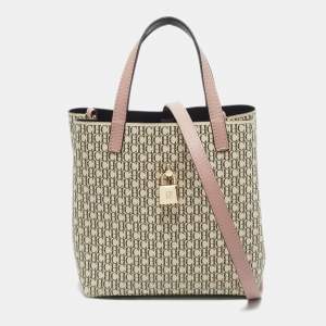 CH Carolina Herrera Pink/Beige Monogram Coated Canvas Small Matryoshka Locked Tote