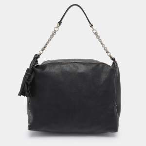 Pre Owned CH Carolina Herrera Black Leather Tassel Shoulder Bag