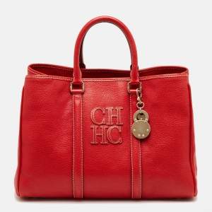 مملوكة مسبقًا CH Carolina Herrera Red Grained Leather Matteo Tote