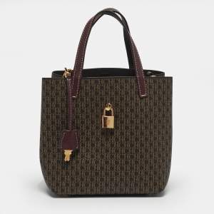 Pre Owned CH Carolina Herrera Matryoshka Padlock Brown/Burgundy Monogram Coated Canvas Tote