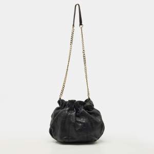 Pre Owned حقيبة باكيت سي إتش كارولينا هيريرا جلد أزرق بحري منقوش